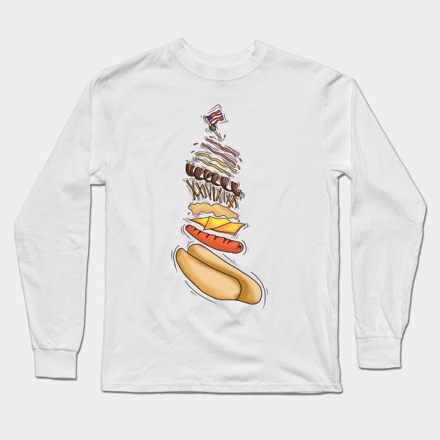 4th of July Hotdog Design Long Sleeve T-Shirt by CreamPie